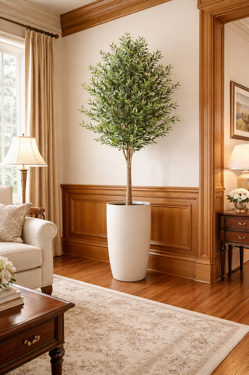 Artificial Olive Tree in Matte Beige Lisbon Planter