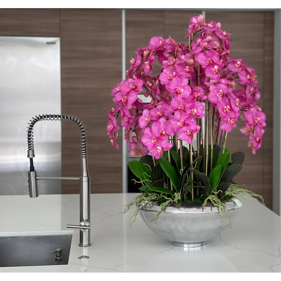 Avenue Bowl with  Pink Phalaenopsis orchids
