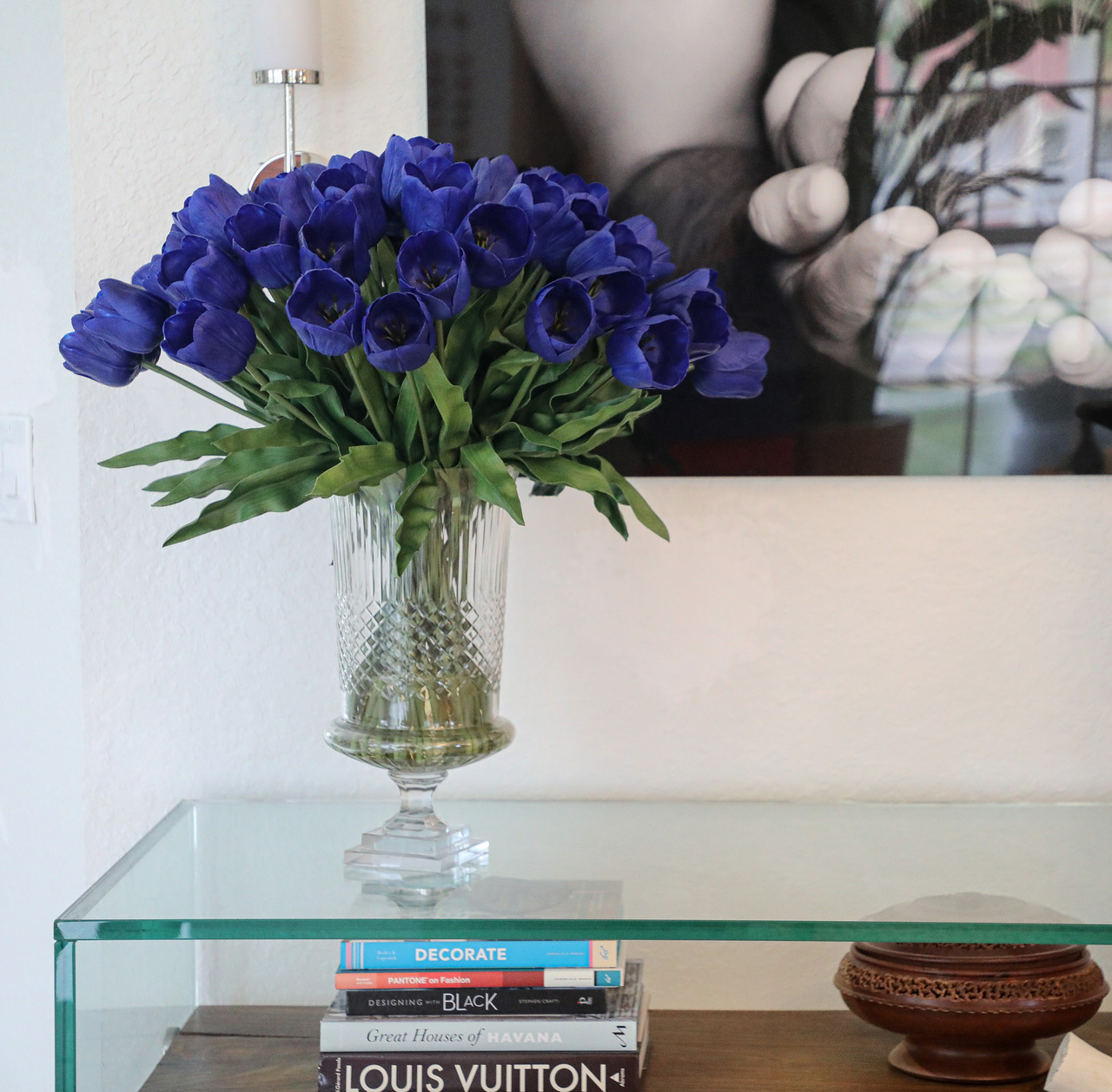 Blue Tulips in Cristo Urn