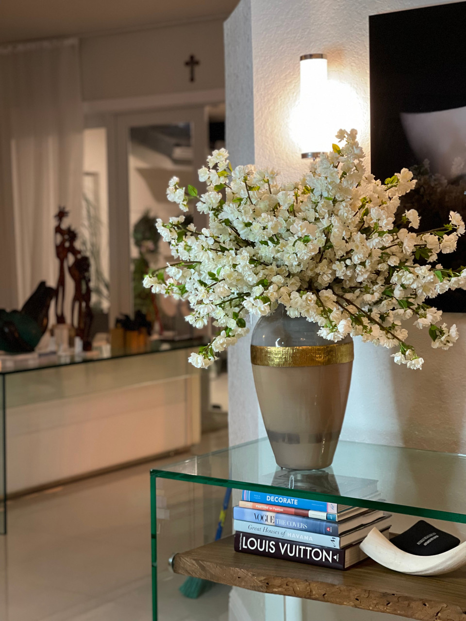 Goddess Vase with White Cherry Blossoms