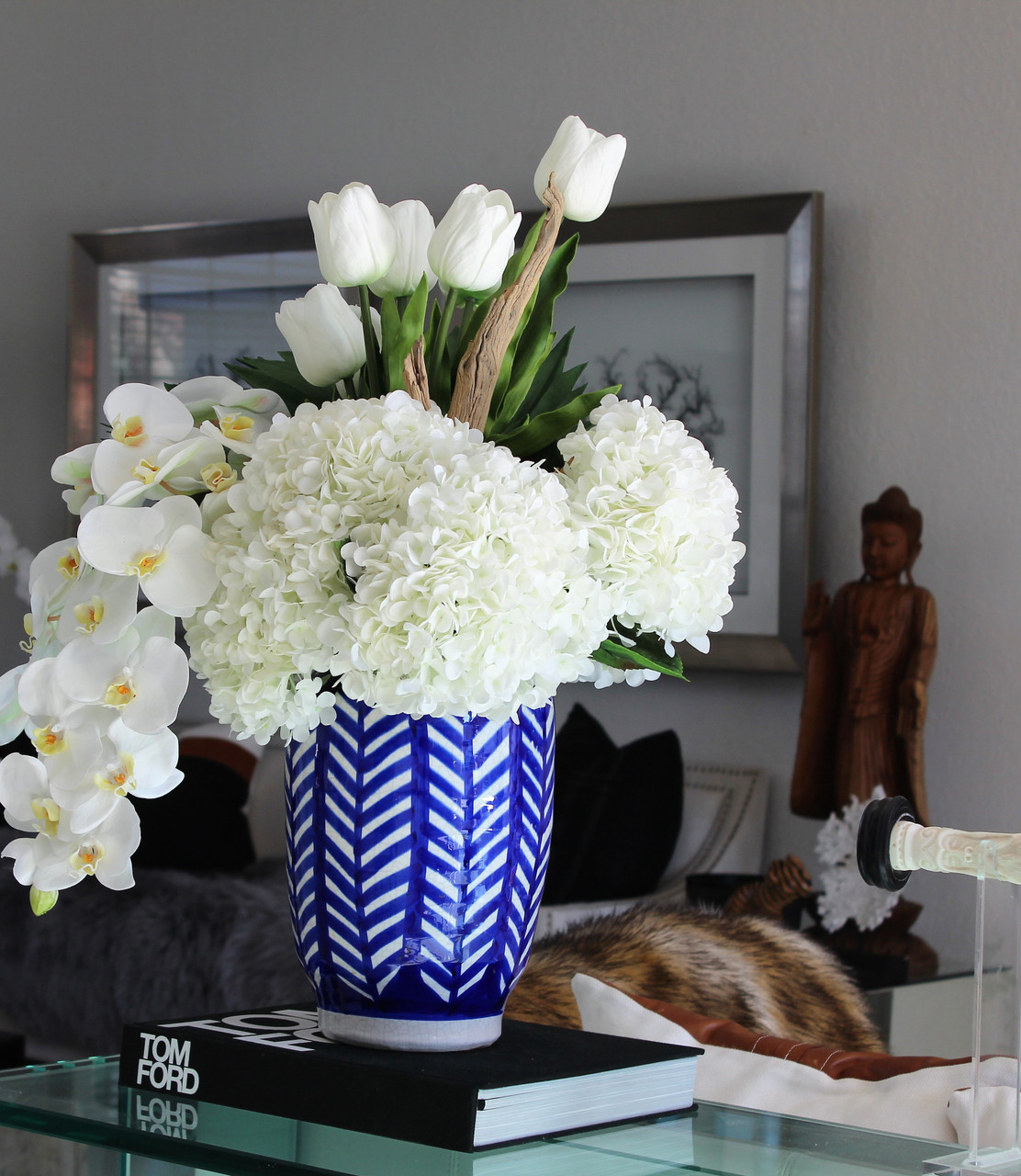 Striped Inca Vase with mixed bouquet